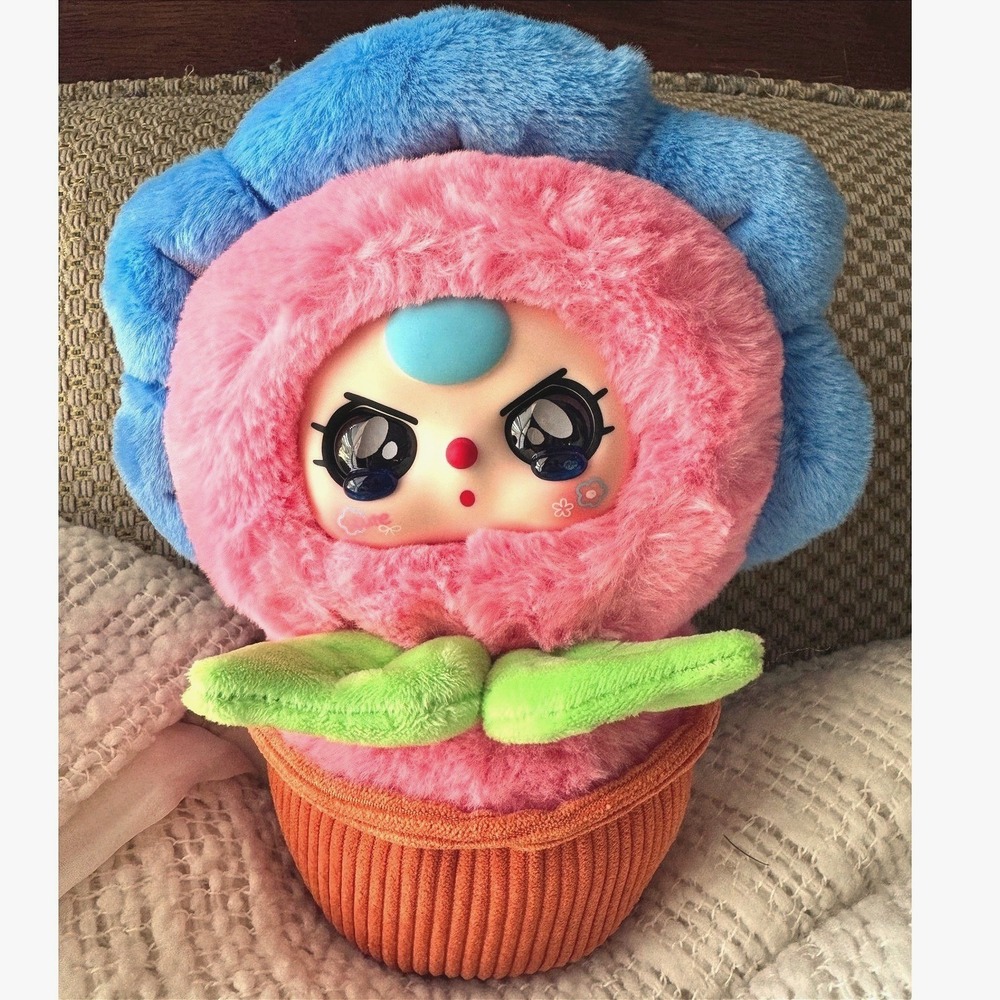 Baby Three Flower Pot Plush Keychain Big Eye Crying Face‎ Pink Blue Kawaii Toy